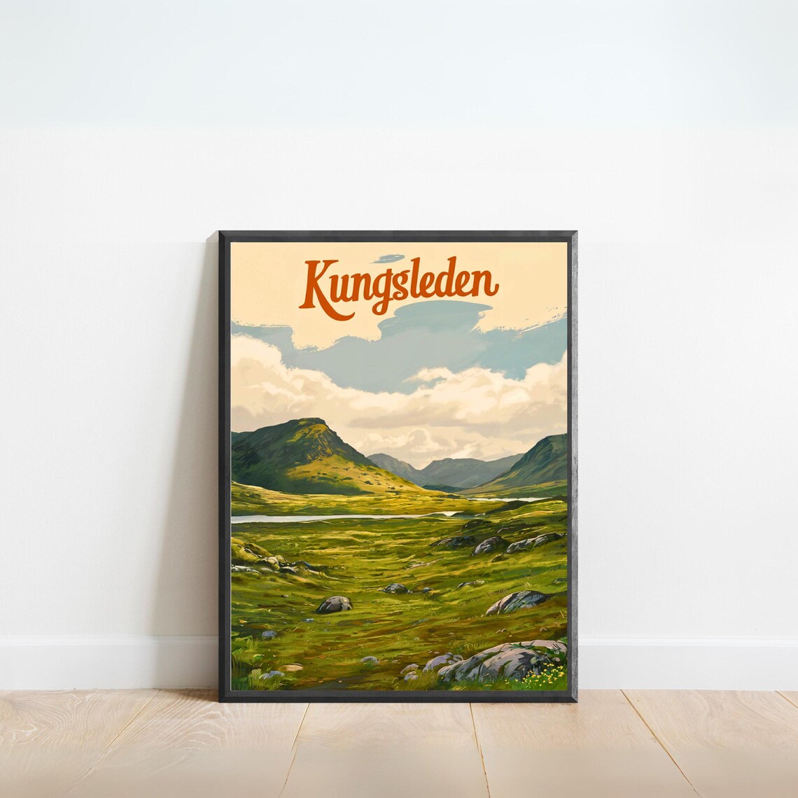 Kungsleden Sweden Mountain Valley Vintage Retro Travel Poster