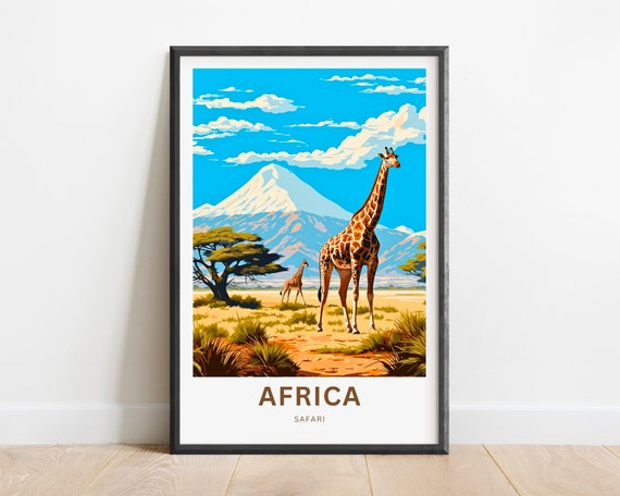 Africa Safari Travel Print Africa Safari Poster African Wall Art Framed Present Gift Africa Present Customize Your Text