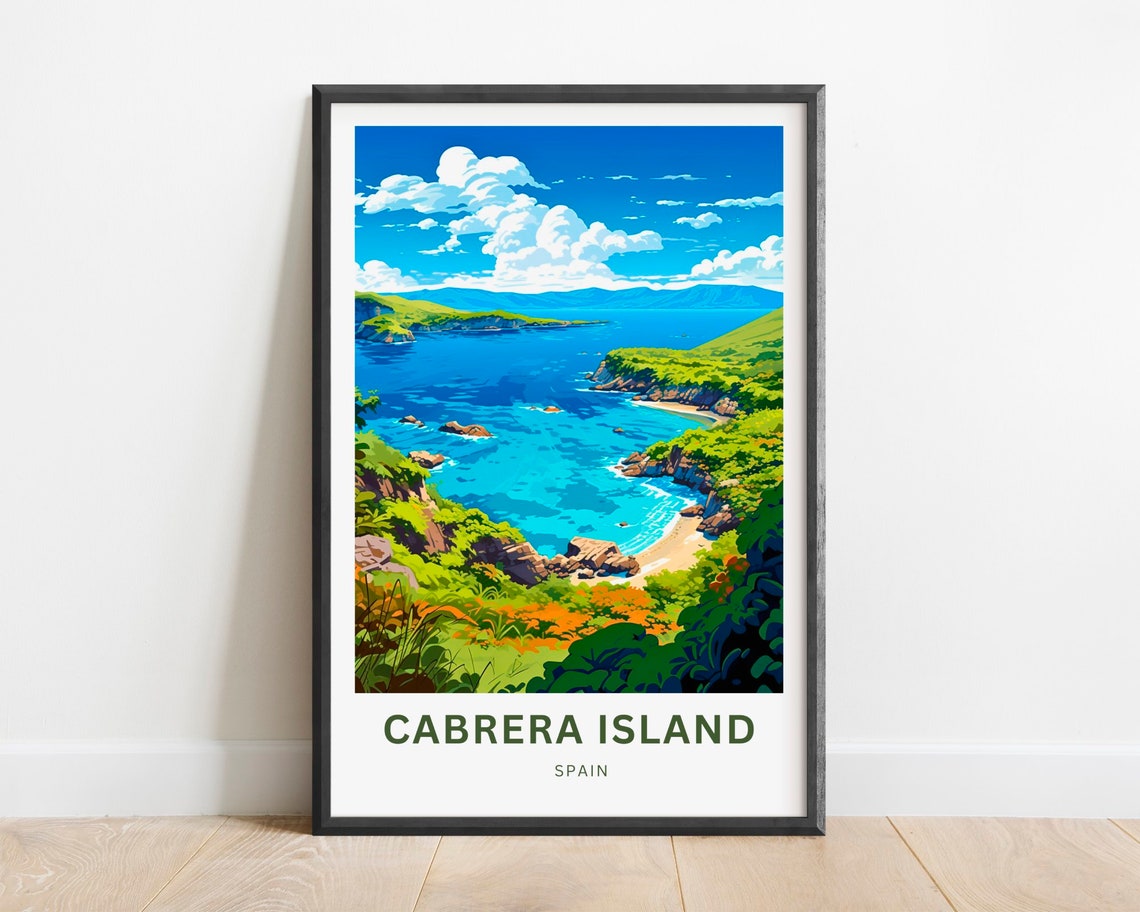 Cabrera Island Spain Calm Blue Bay Between Green Headlands Poster
