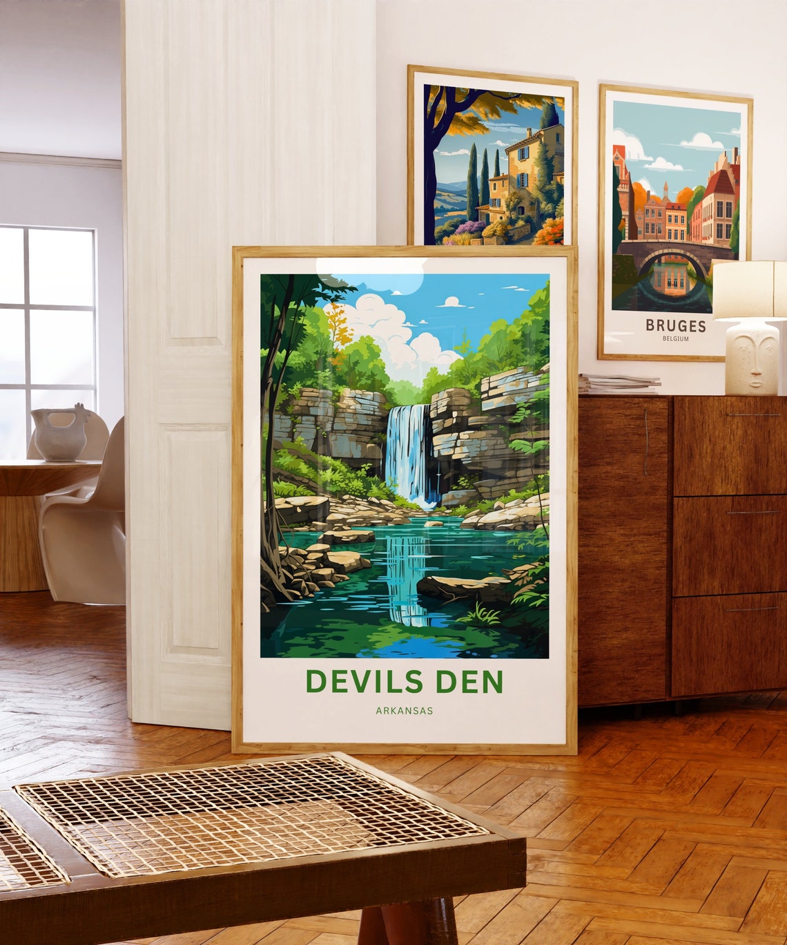 Devils Den Arkansas Waterfall Reflection Serene Travel Art Poster - Image 5