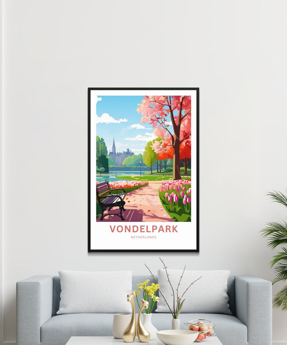 Vondelpark Netherlands Tulip Garden Spring Custom Travel Poster - Image 3