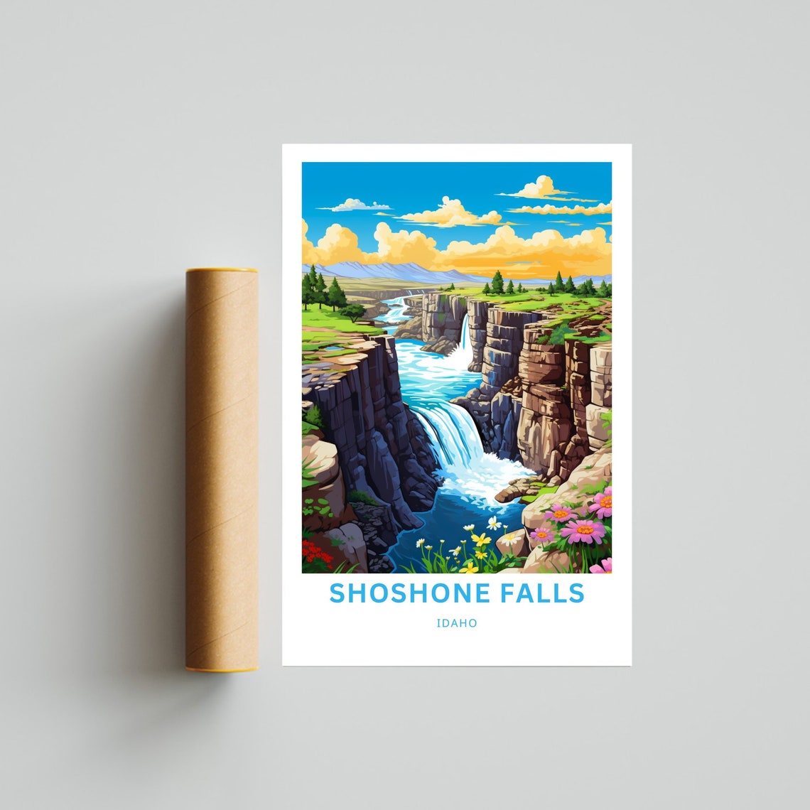 Shoshone Falls Idaho Canyon Waterfall River Gorge Travel Poster - Image 4