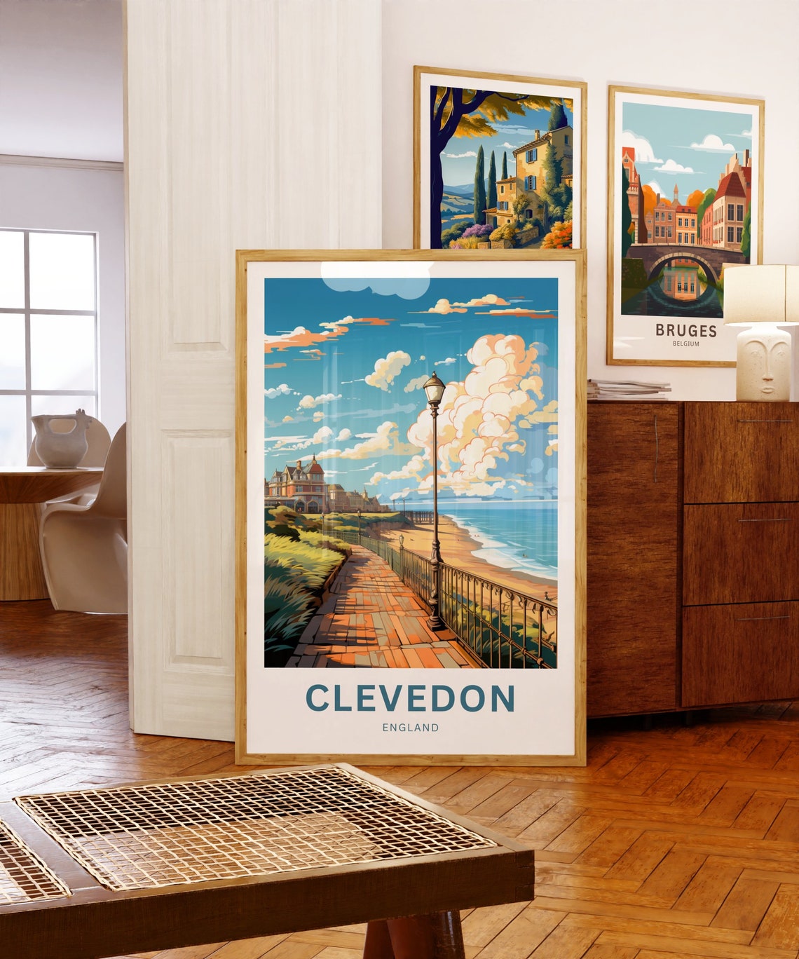 Clevedon England Seaside Promenade Vintage Coastal Travel Poster - Image 5