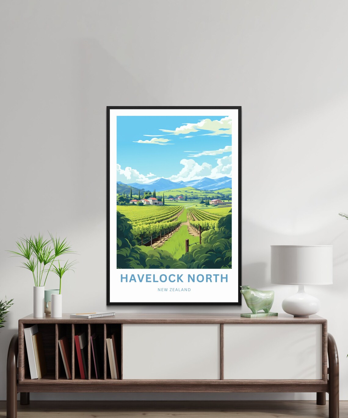 Havelock North New Zealand Vine Rows Country Village Hills Poster - Image 2