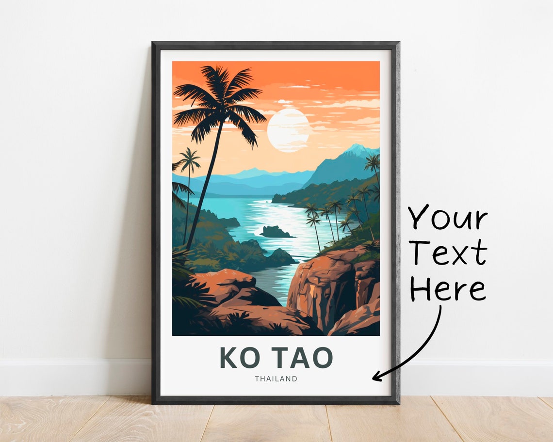 Personalized Ko Tao Thailand Tropical Sunset Custom Travel Poster