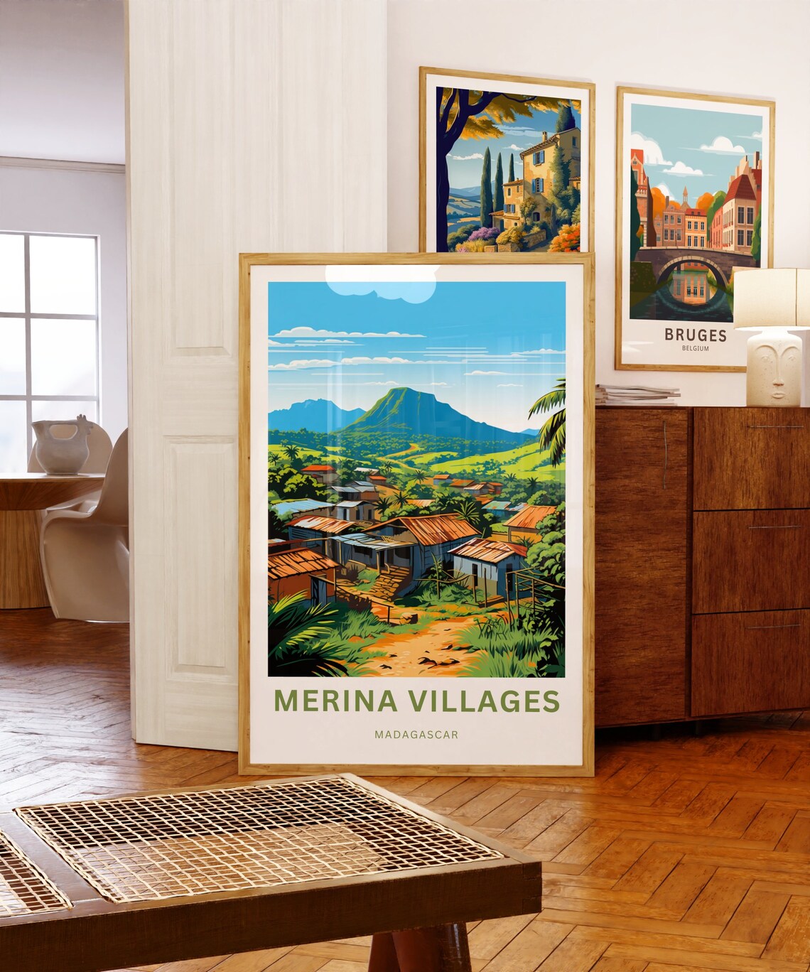 Merina Villages Madagascar Red Roof Village Mountain Travel Poster - Image 5