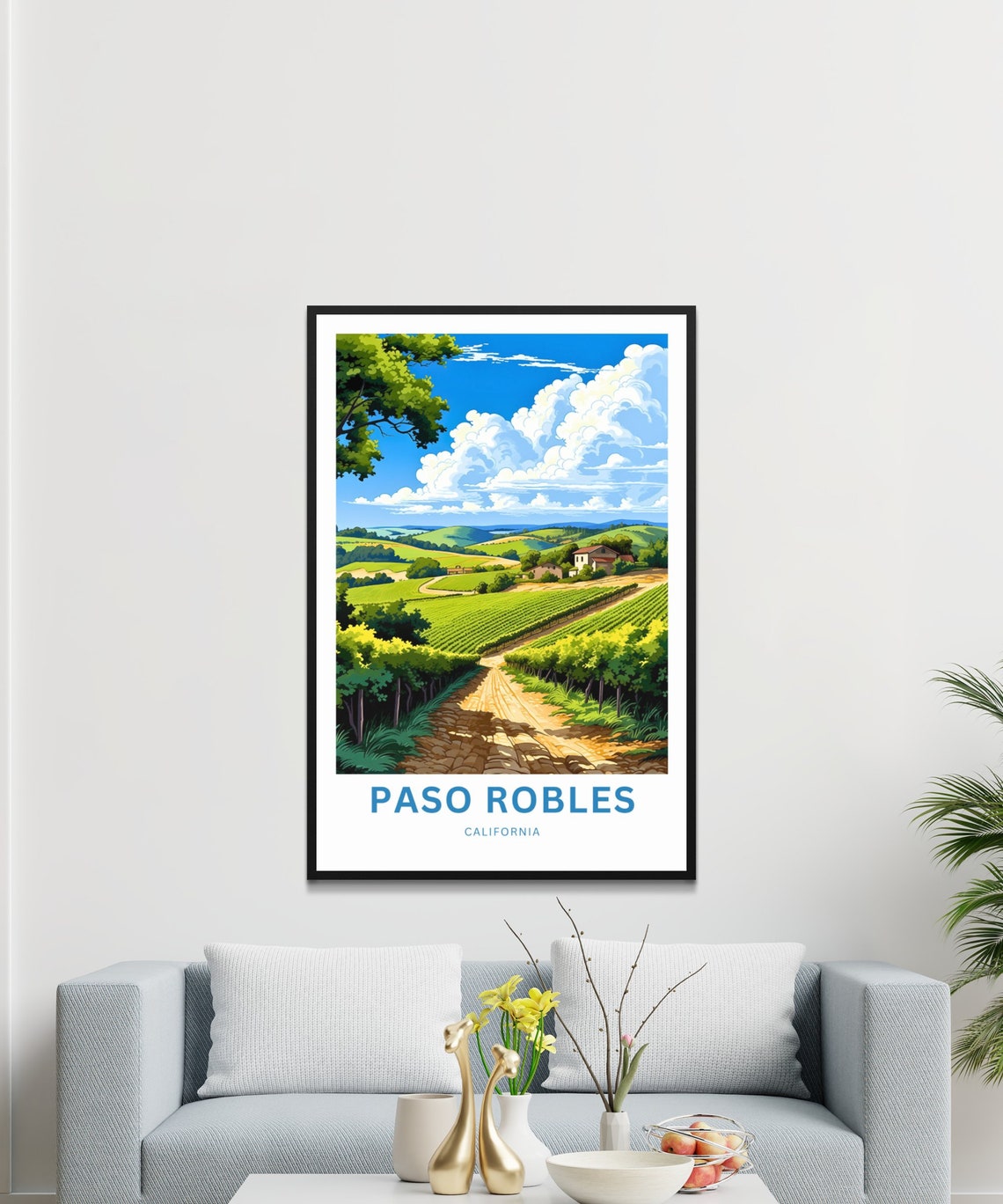 Paso Robles California Vineyard Road Customizable Wine Country Poster - Image 3
