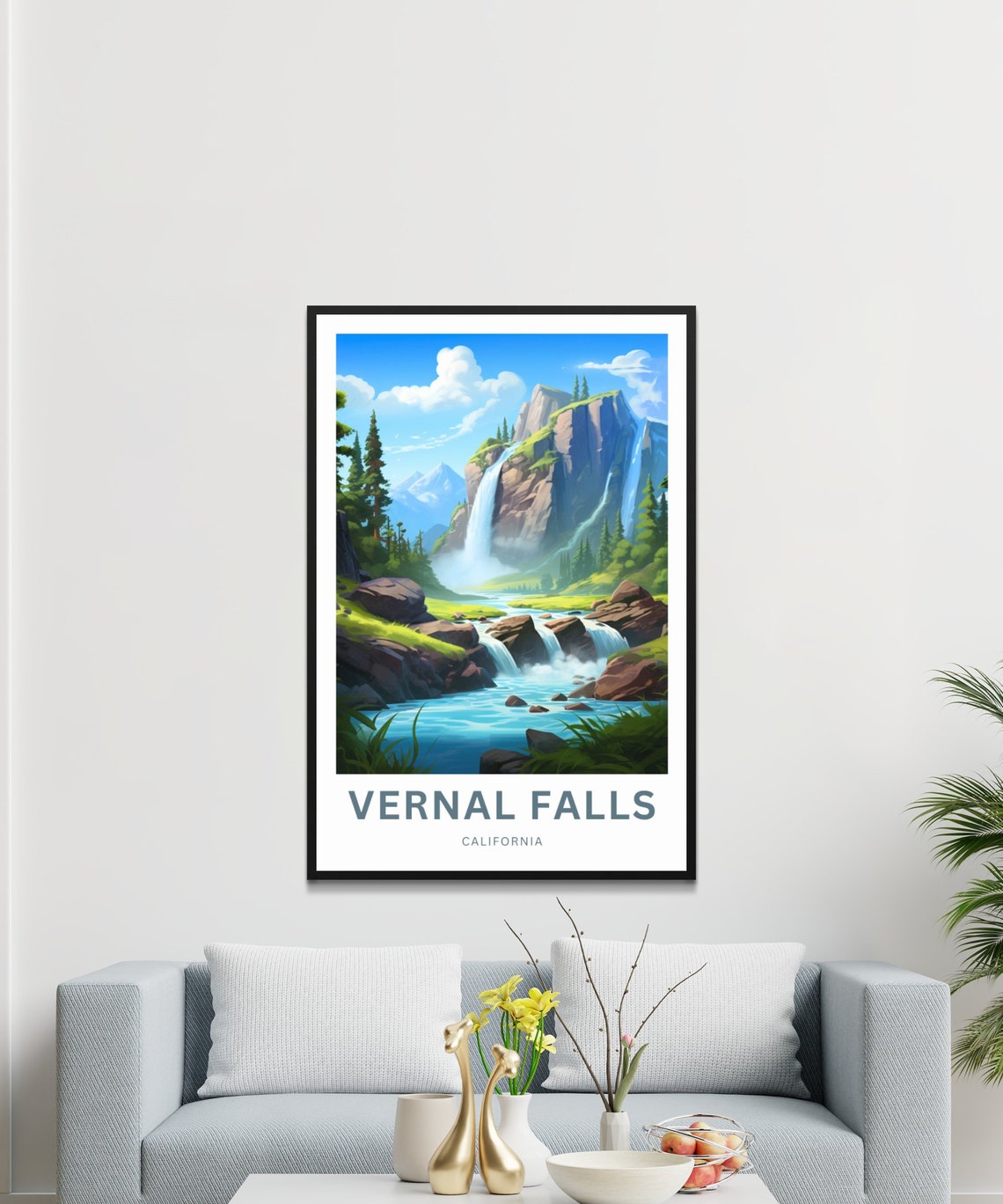 Vernal Falls California Granite Cliff Waterfall Turquoise River Poster - Image 3