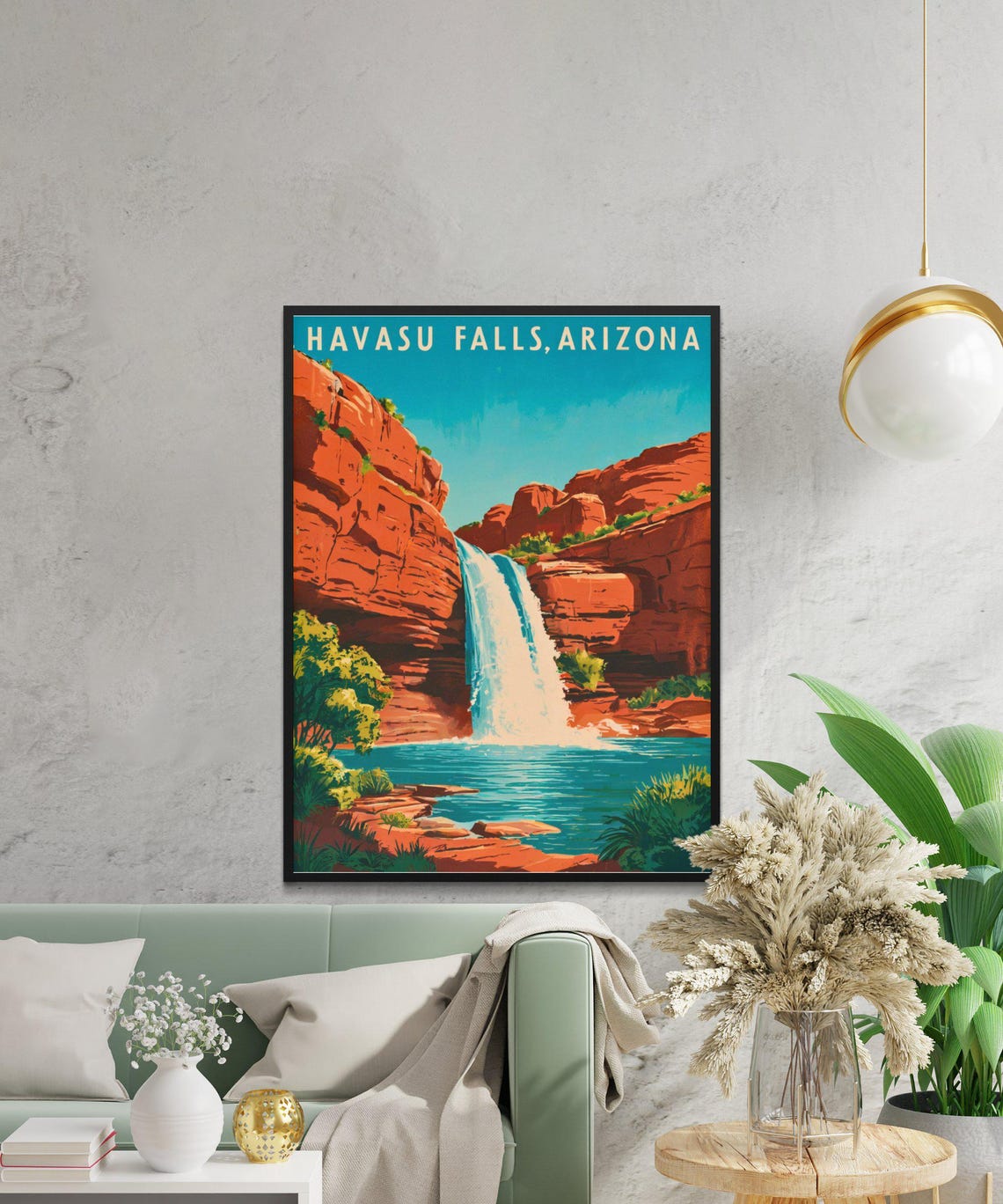 Havasu Falls Arizona Waterfall Canyon Retro Travel Poster Art - Image 2