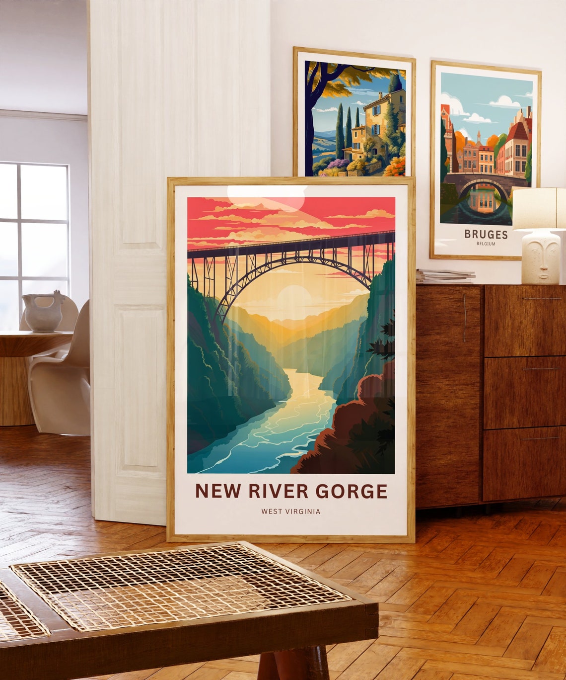 New River Gorge West Virginia Sunset Bridge View Travel Poster - Image 5