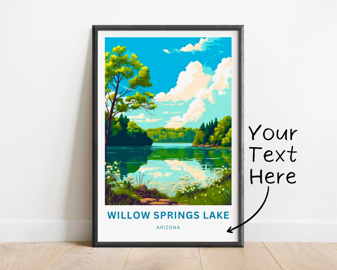 Personalized Willow Springs Lake Arizona Custom Gift Travel Poster