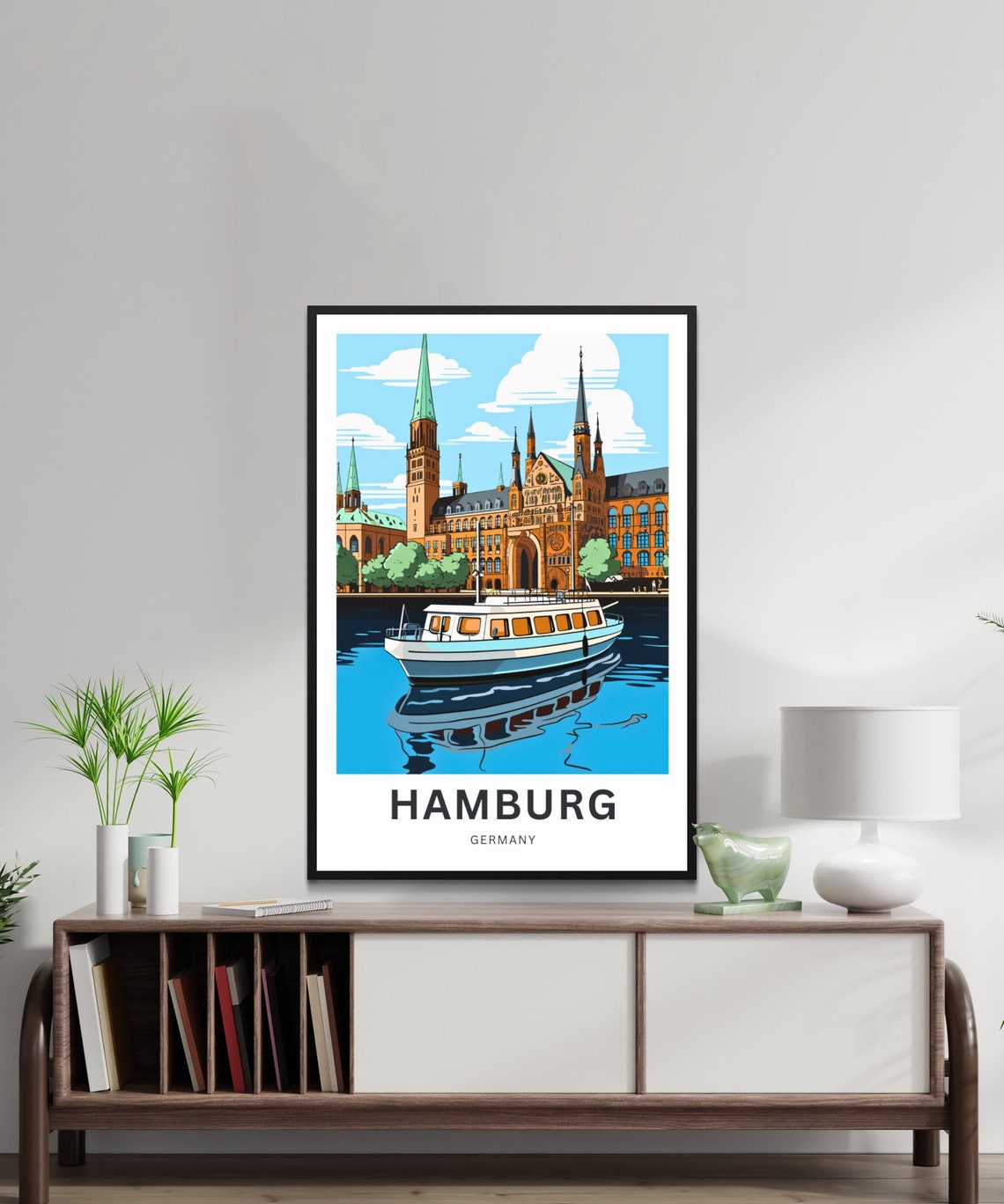 Hamburg Germany Beautiful City Hall Harbor Sunset View Poster - Image 2
