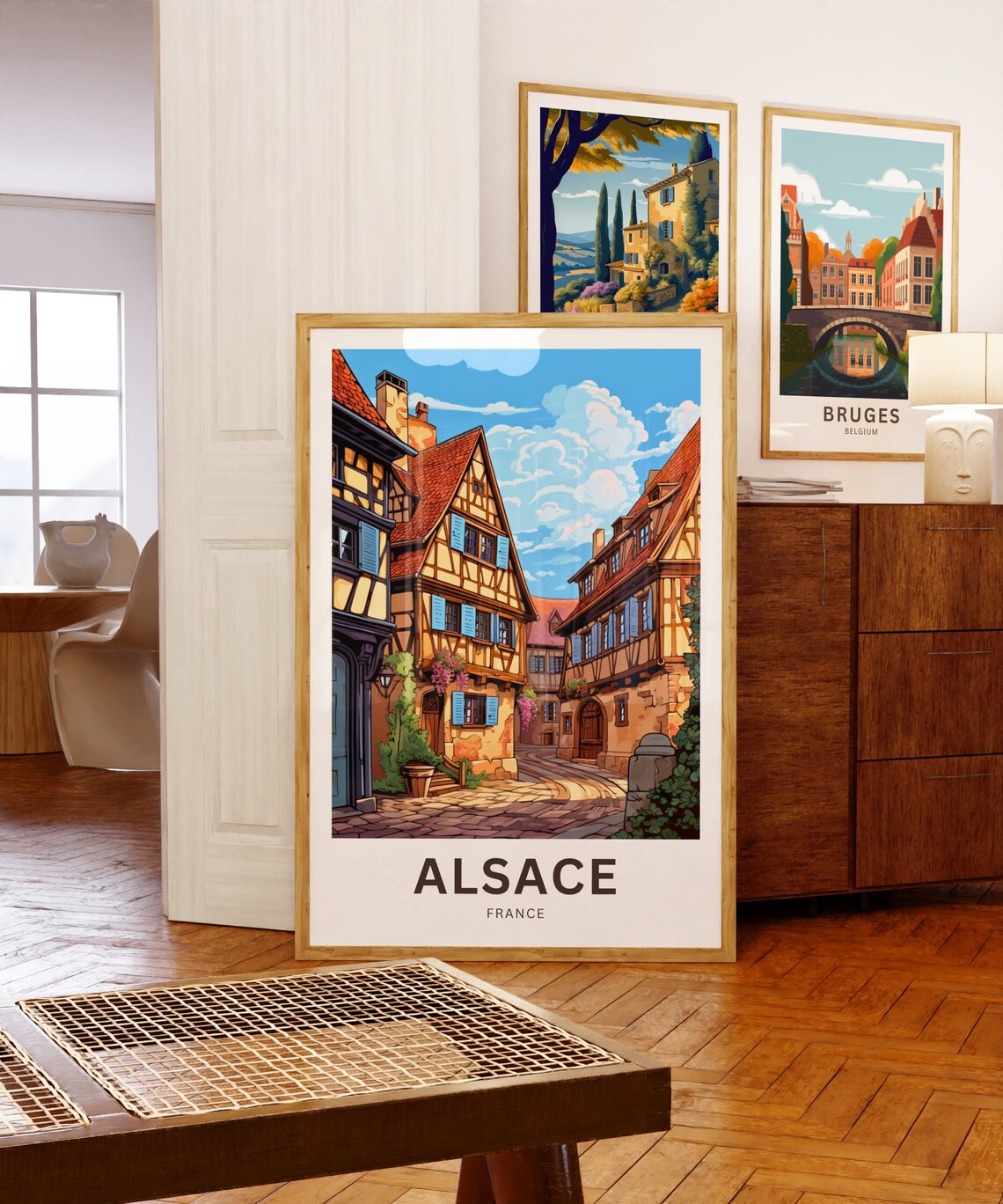 Personalized Alsace France Half Timbered Village Retro Street Poster - Image 5