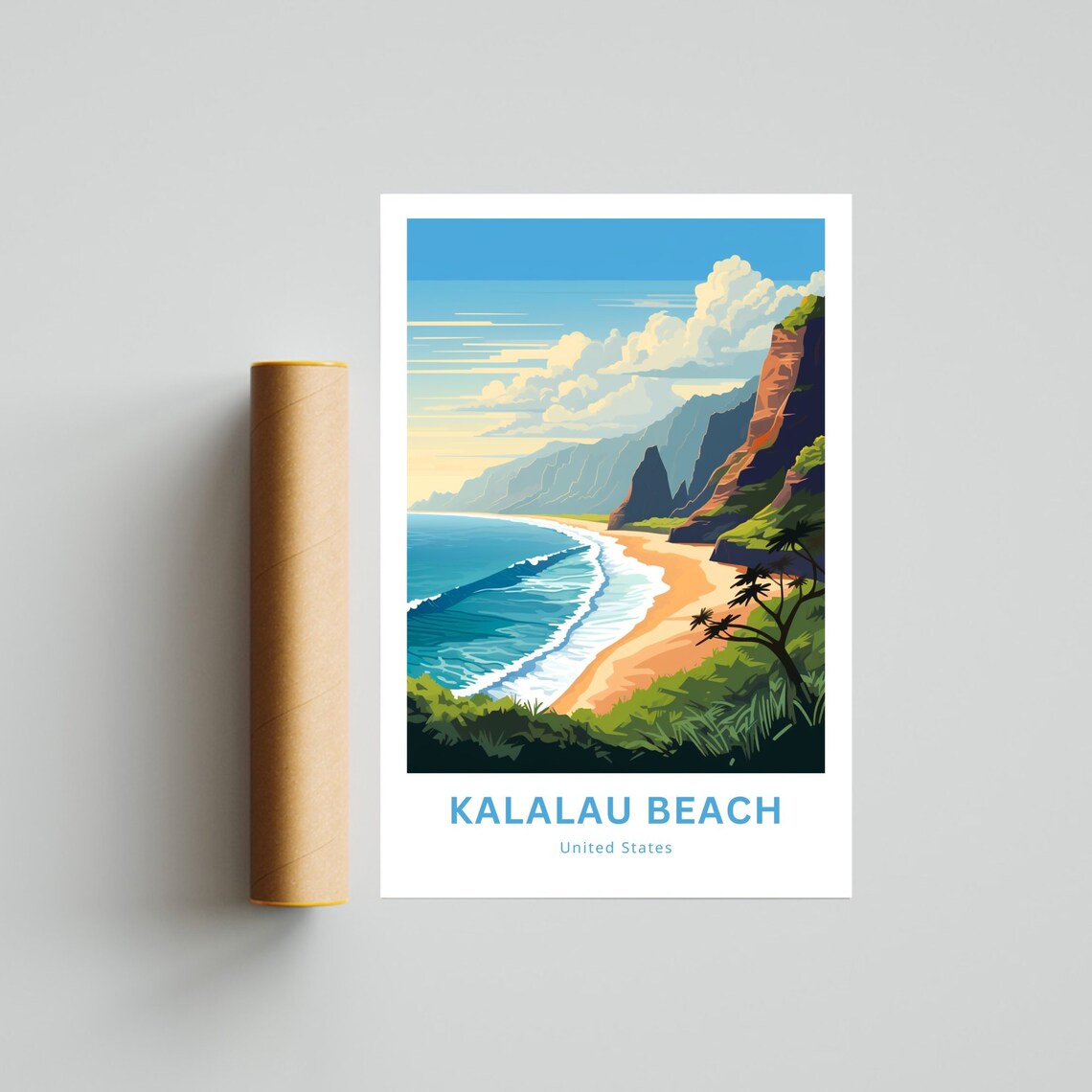 Kalalau Beach United States Red Cliffs Beach Cove Travel Poster - Image 4