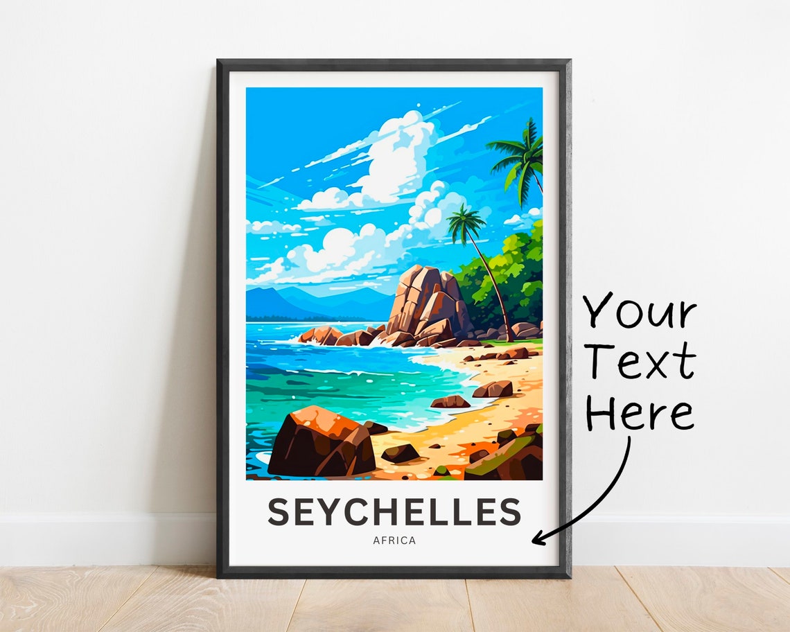 Seychelles Africa Turquoise Beach Granite Rocks Custom Poster