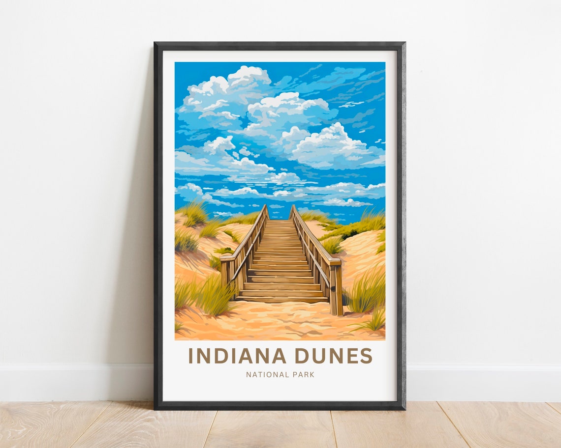 Personalized Indiana Dunes National Park Wooden Dune Stairs Poster - Image 2