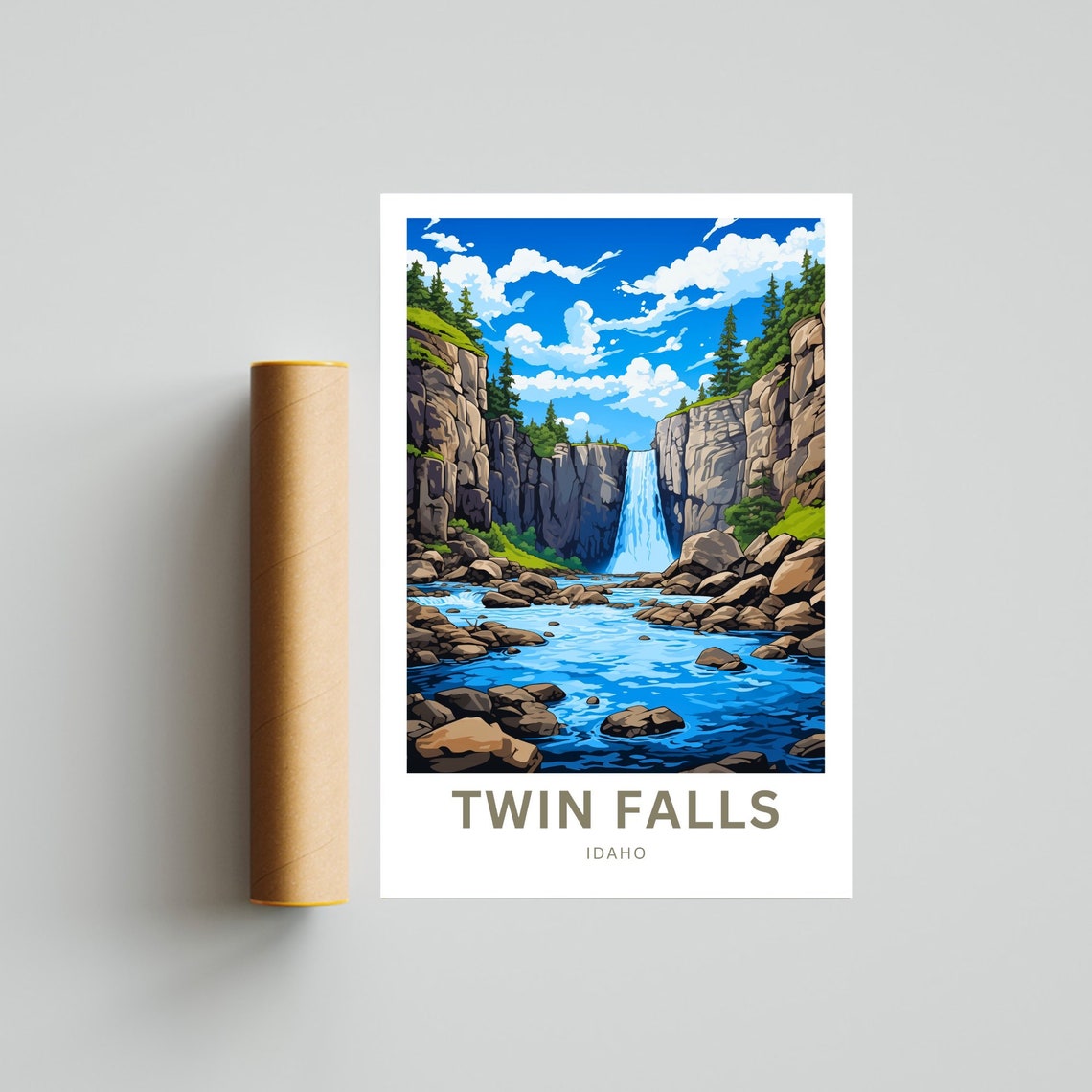Twin Falls Idaho Majestic Canyon Waterfall Rocky Gorge Poster - Image 4