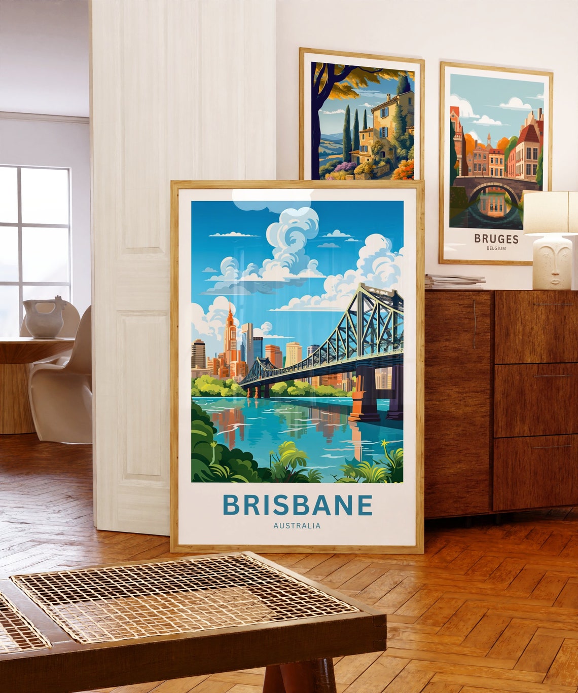 Brisbane Australia Story Bridge River Skyline Custom Text Poster - Image 5