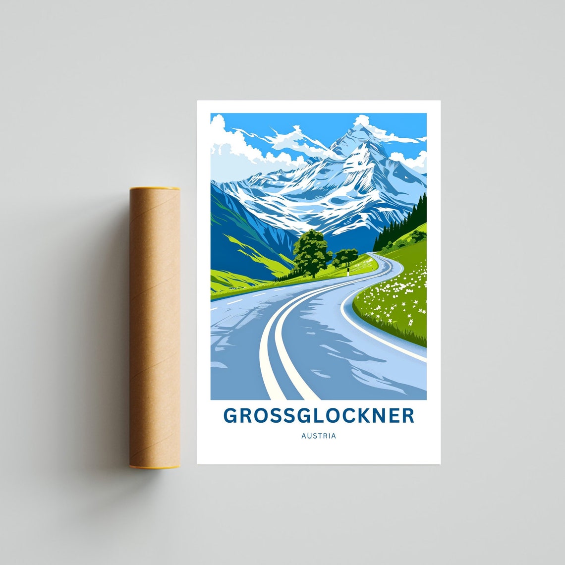 Grossglockner Austria Personalized Wildflower Meadow Road Poster - Image 4