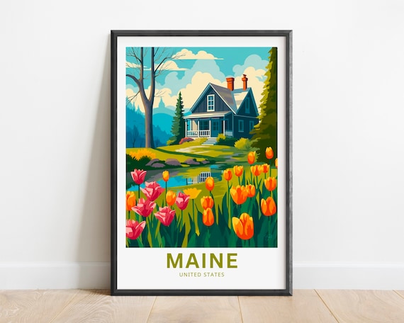 Maine Botanical Garden Print Modern Travel Poster