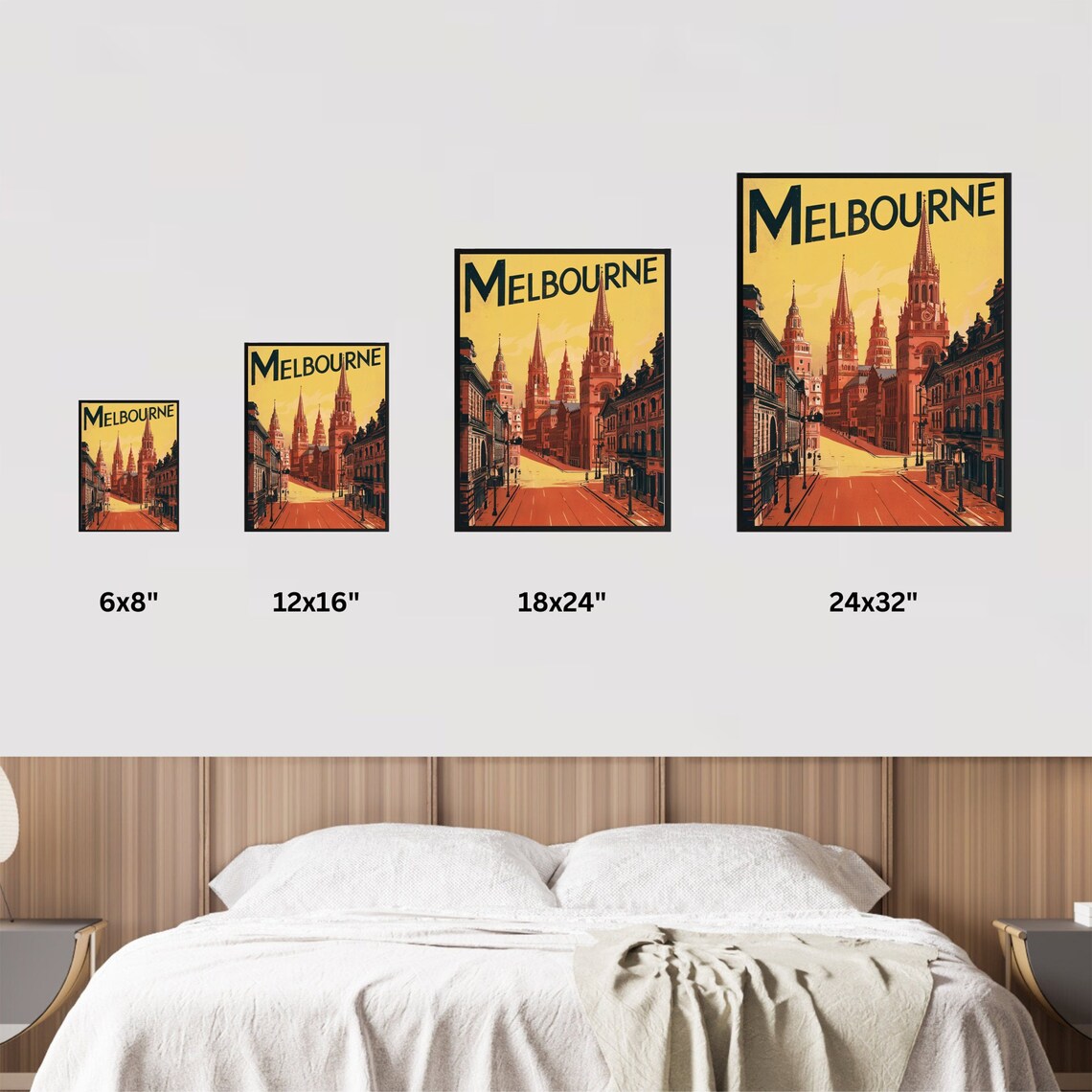 Melbourne Australia Cathedral Spires Vintage City Travel Poster - Image 3