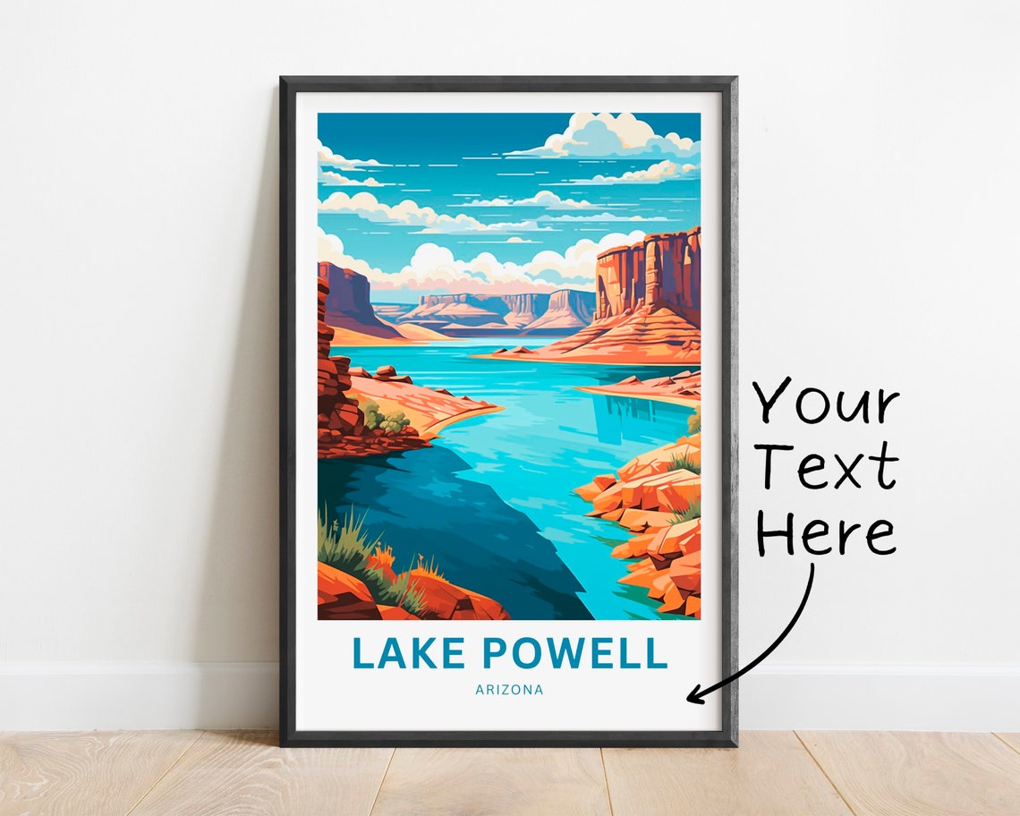 Lake Powell Arizona Red Rock Canyon River Custom Travel Poster