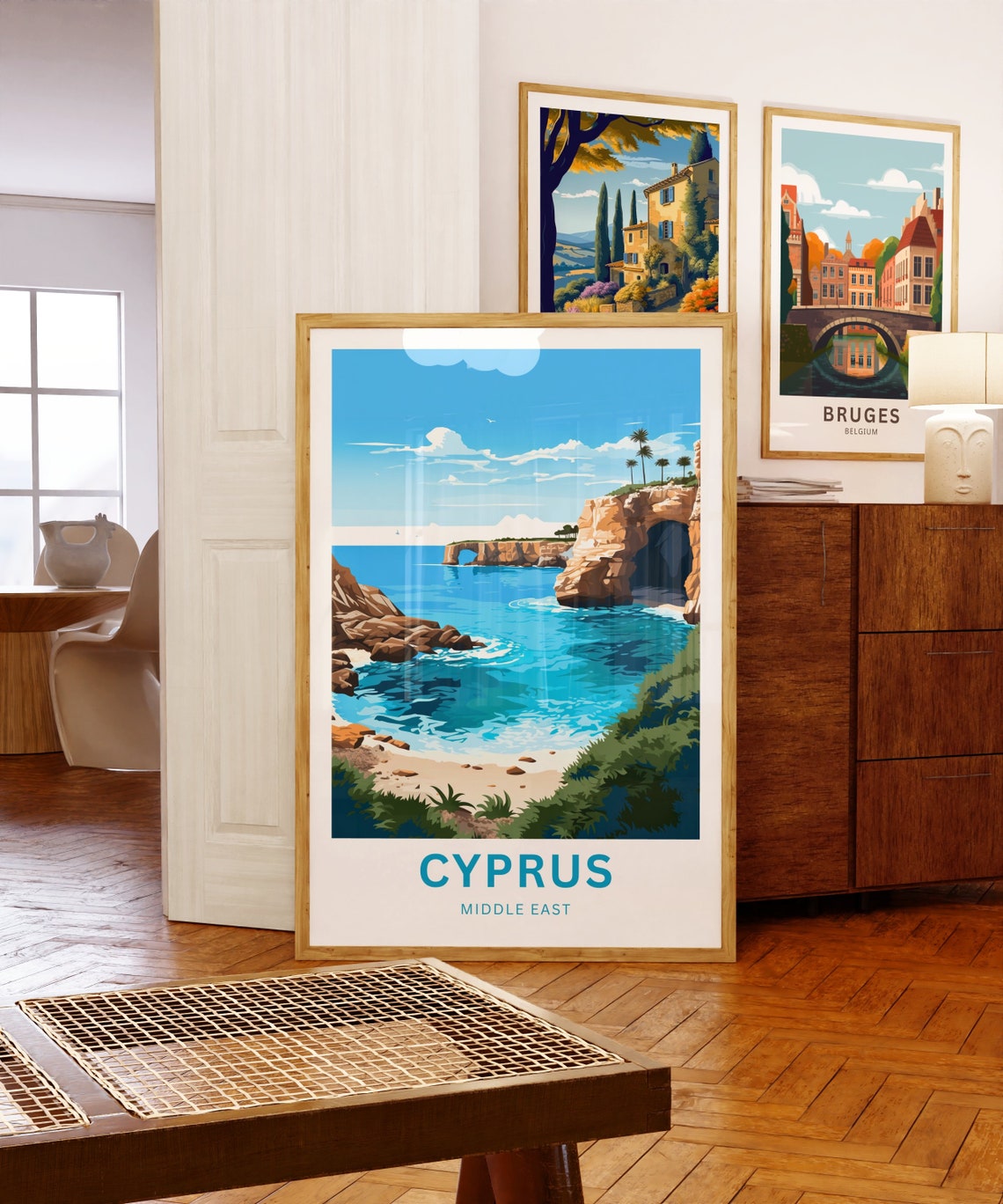 Cyprus Mediterranean Sea Arch Cliffs Coast Vintage Travel Poster - Image 5