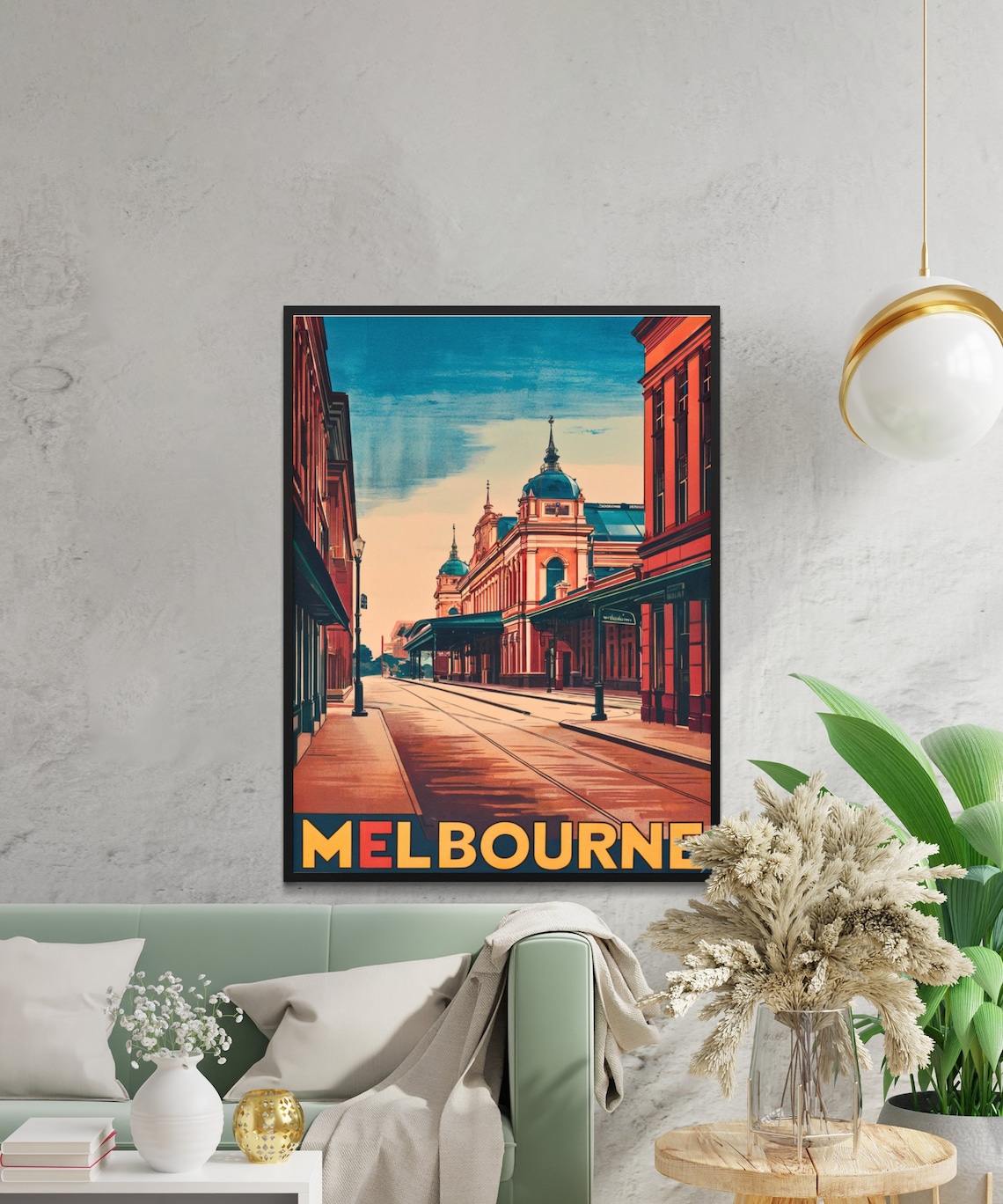 Melbourne Australia City Street Vintage Travel Poster Twilight - Image 2