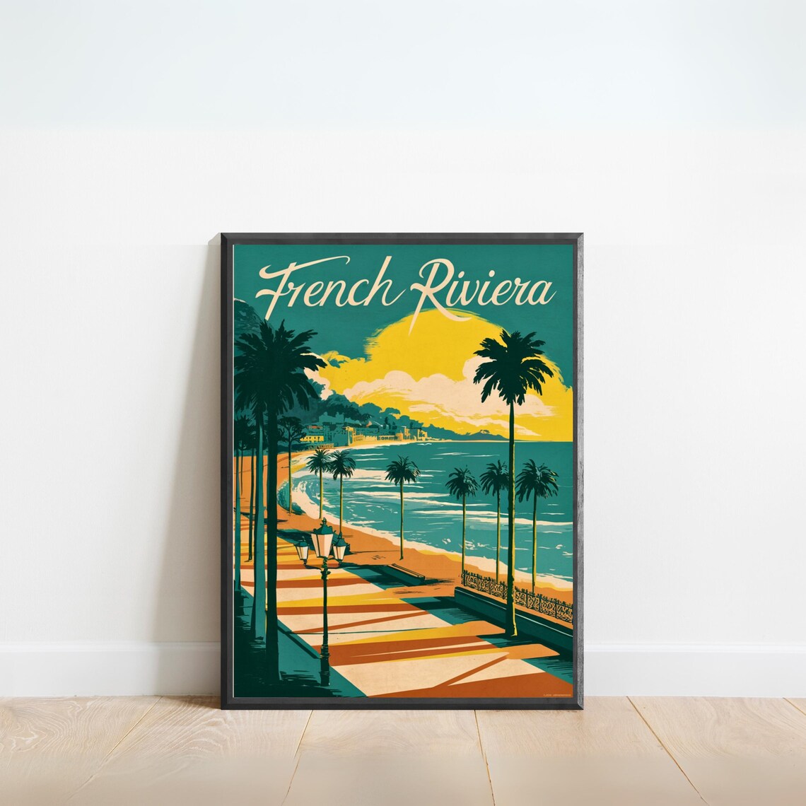 French Riviera Vintage Travel Poster French Riviera Print France Wall Art Framed Present Gift France Present