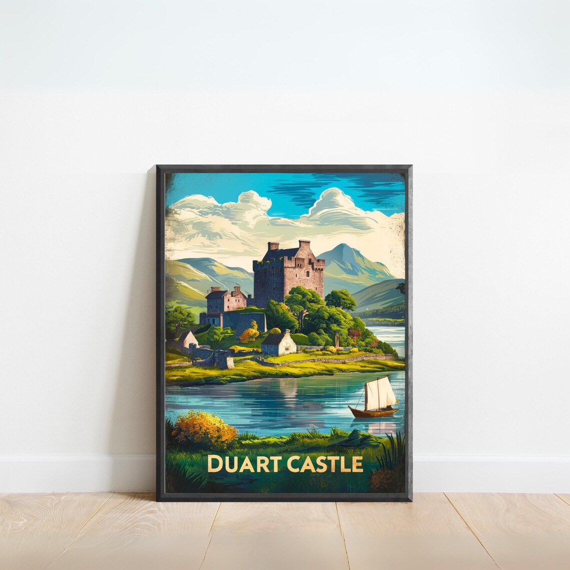 Duart Castle Vintage Travel Poster, Scotland Travel Poster