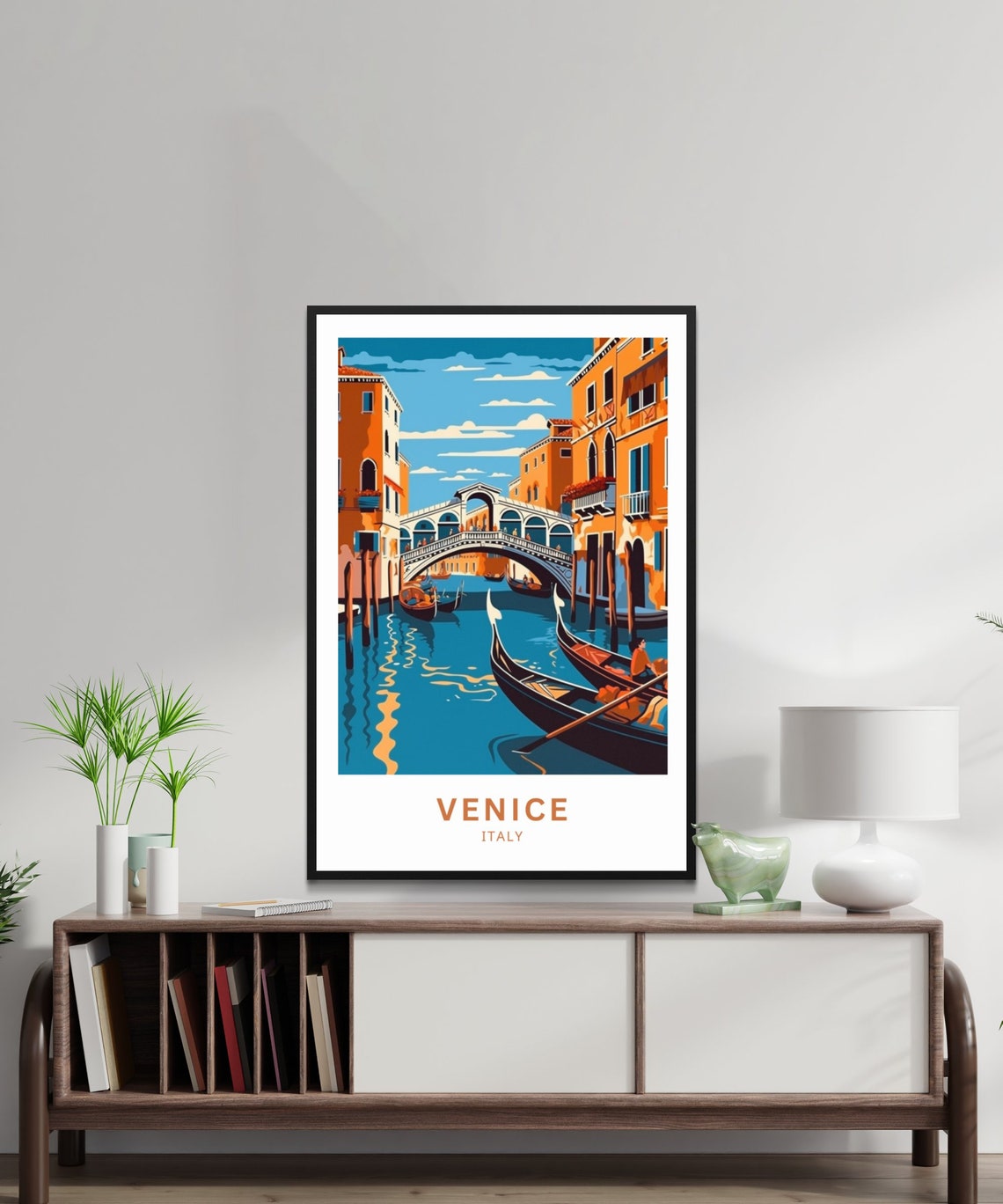 Venice Italy Grand Canal Bridge Gondola Warm Orange Travel Poster - Image 3