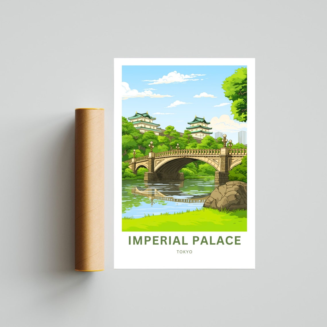 Imperial Palace Tokyo Japan Stone Bridge Over the Moat Poster - Image 4