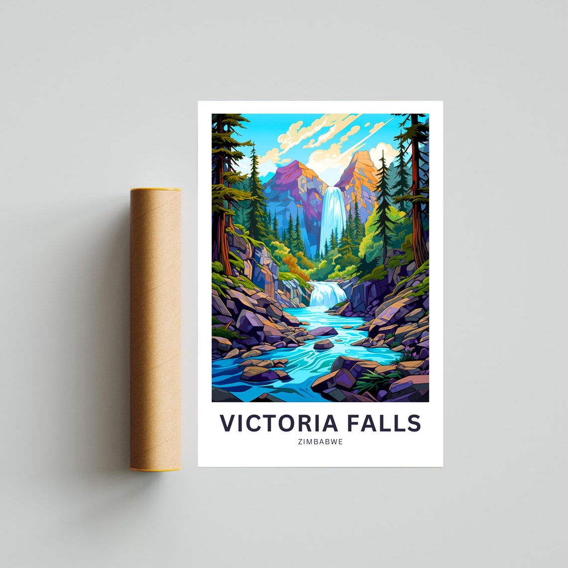 Personalized Victoria Falls Zimbabwe Turquoise River Falls Poster - Image 4