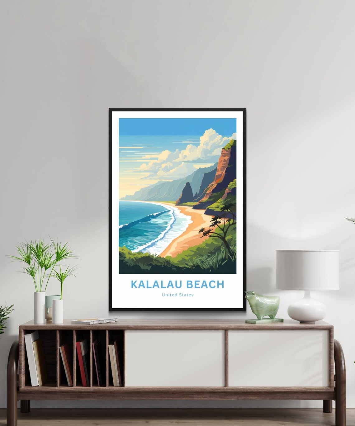 Kalalau Beach United States Red Cliffs Beach Cove Travel Poster - Image 2