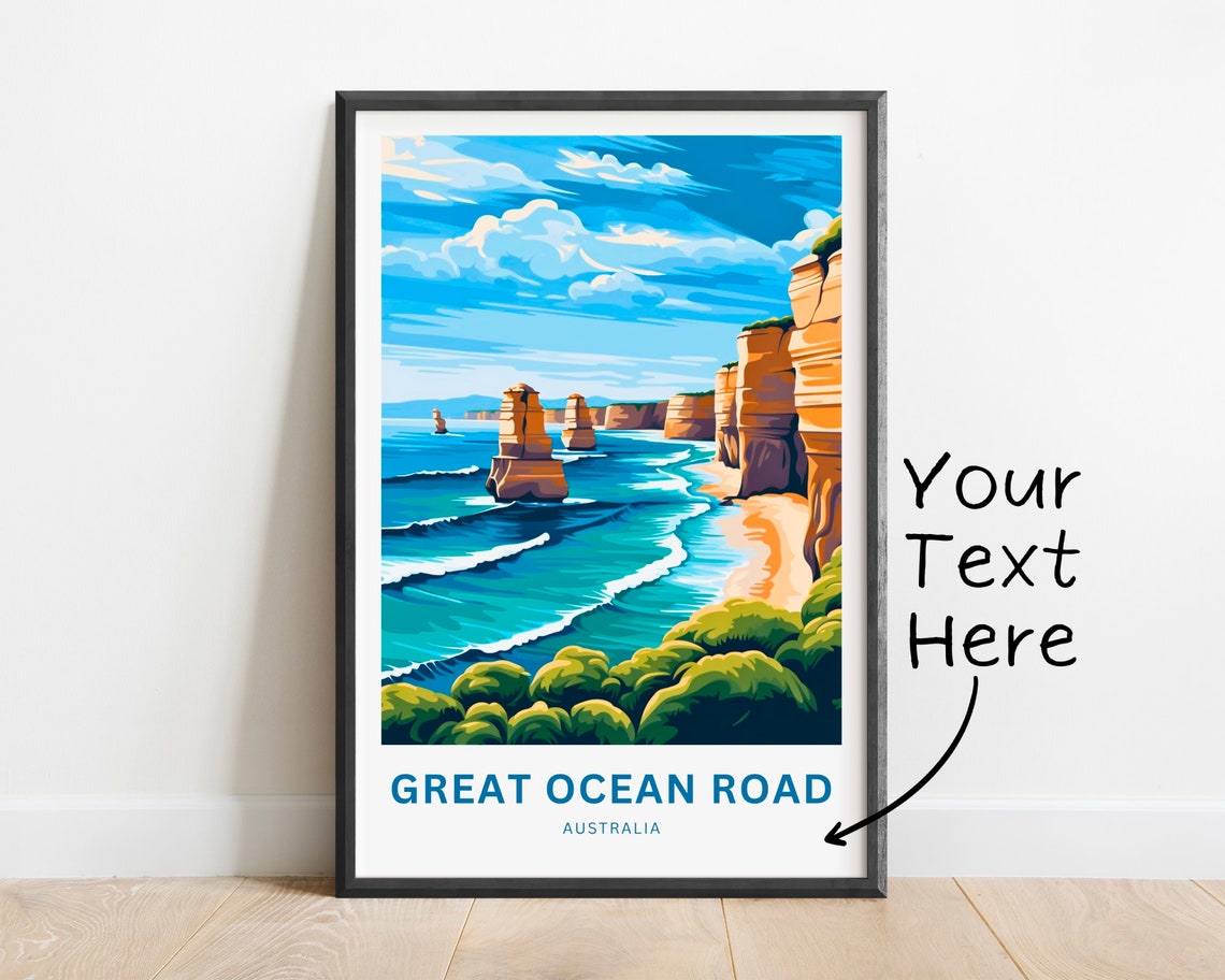 Great Ocean Road Australia Apostles Cliff Coastline Custom Text Poster