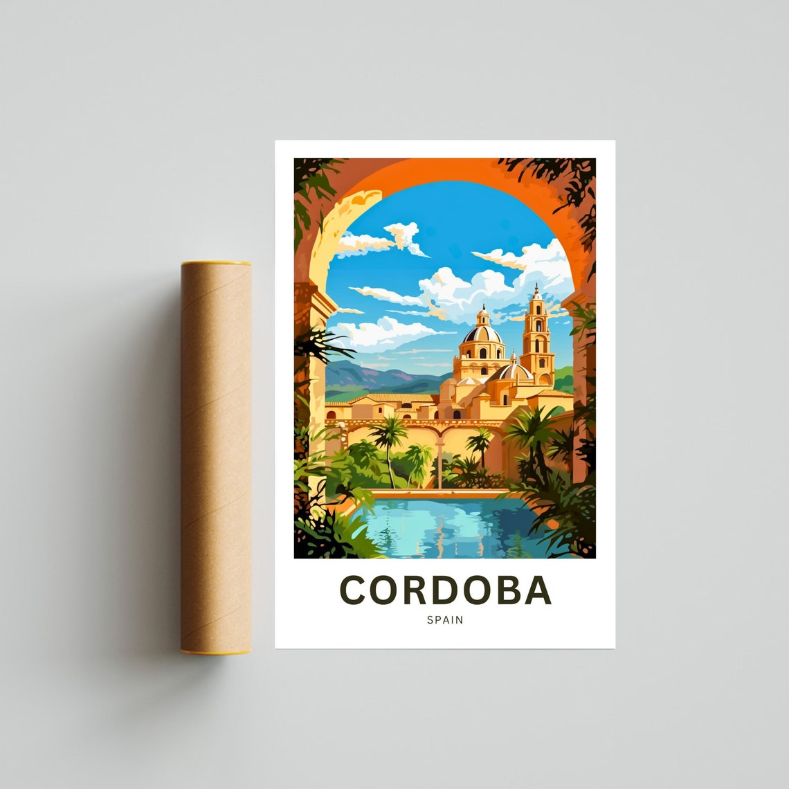 Cordoba Spain Mosque Cathedral Arch Garden Vintage Travel Poster - Image 4
