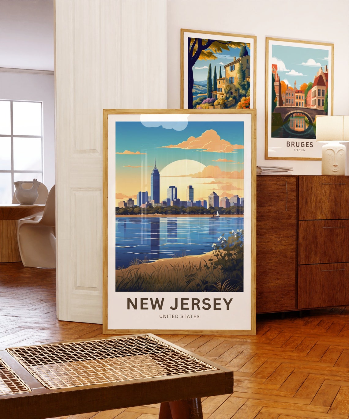 Personalized New Jersey Sunset Skyline Travel Souvenir Poster - Image 5