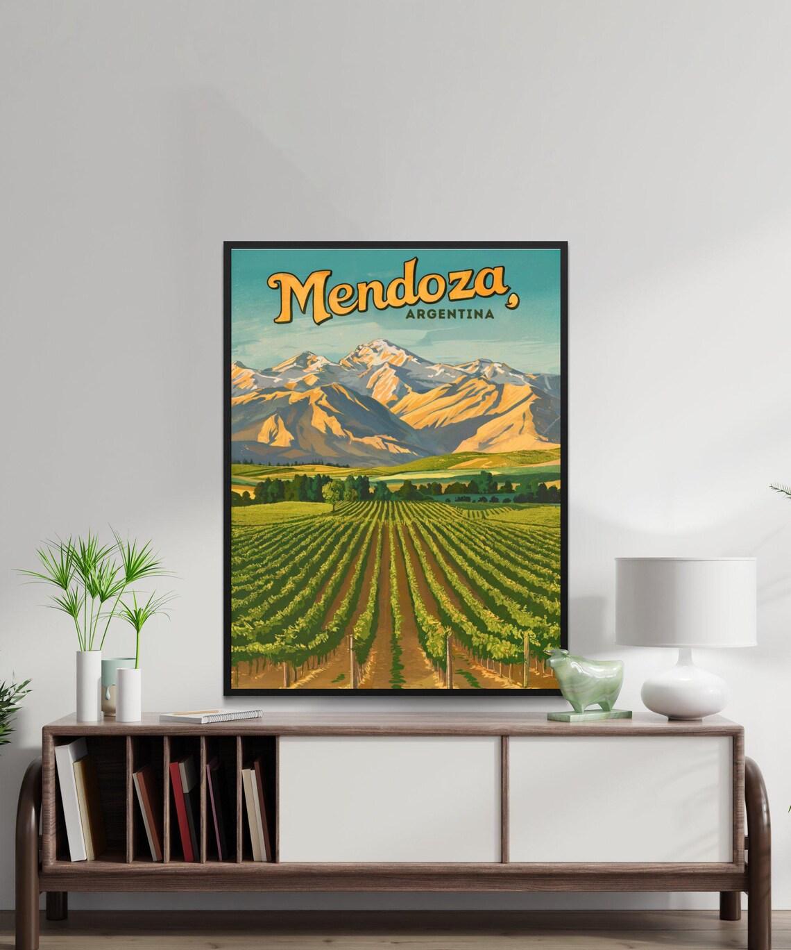 Mendoza Argentina Vineyard Andes Mountain Vintage Travel Poster - Image 2