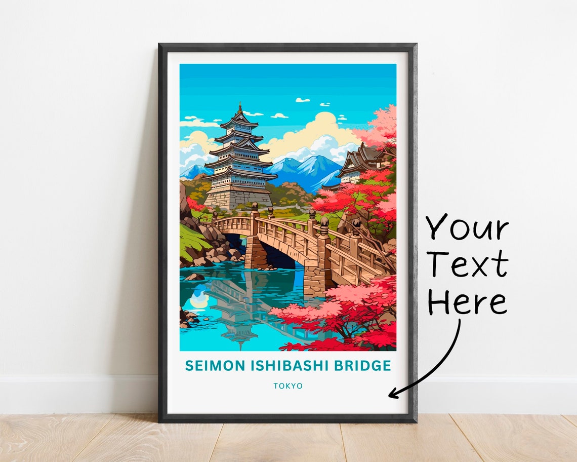 Personalized Tokyo Japan Cherry Blossom Pagoda Bridge Poster