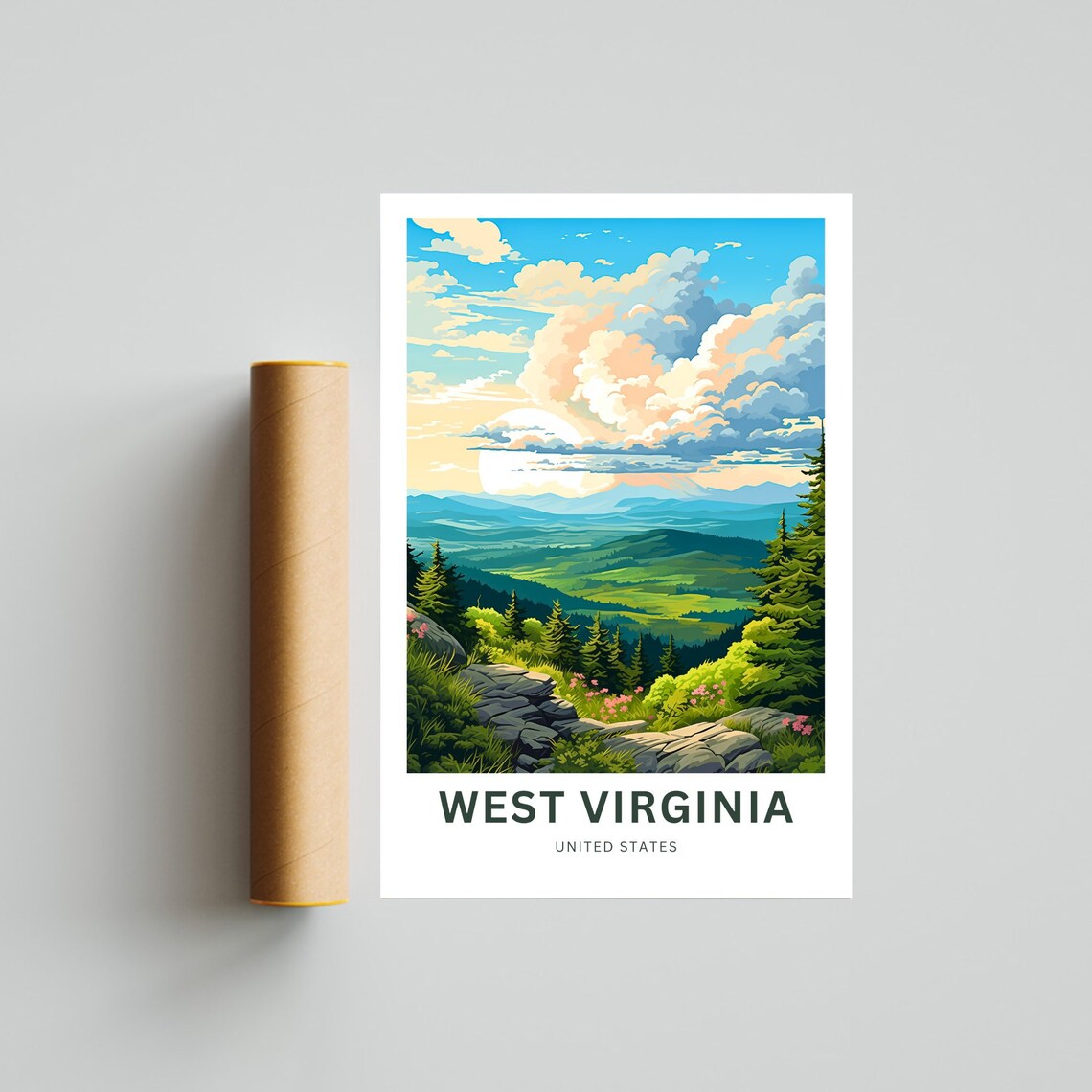 West Virginia Travel Poster, Custom Text Wall Art - Image 4