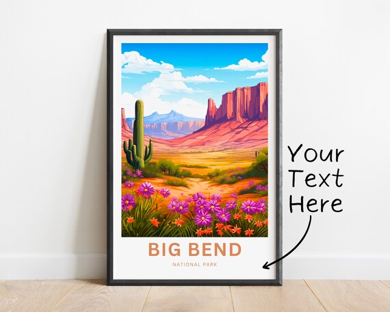 Personalized Big Bend National Park Desert Wildflower Scene Poster