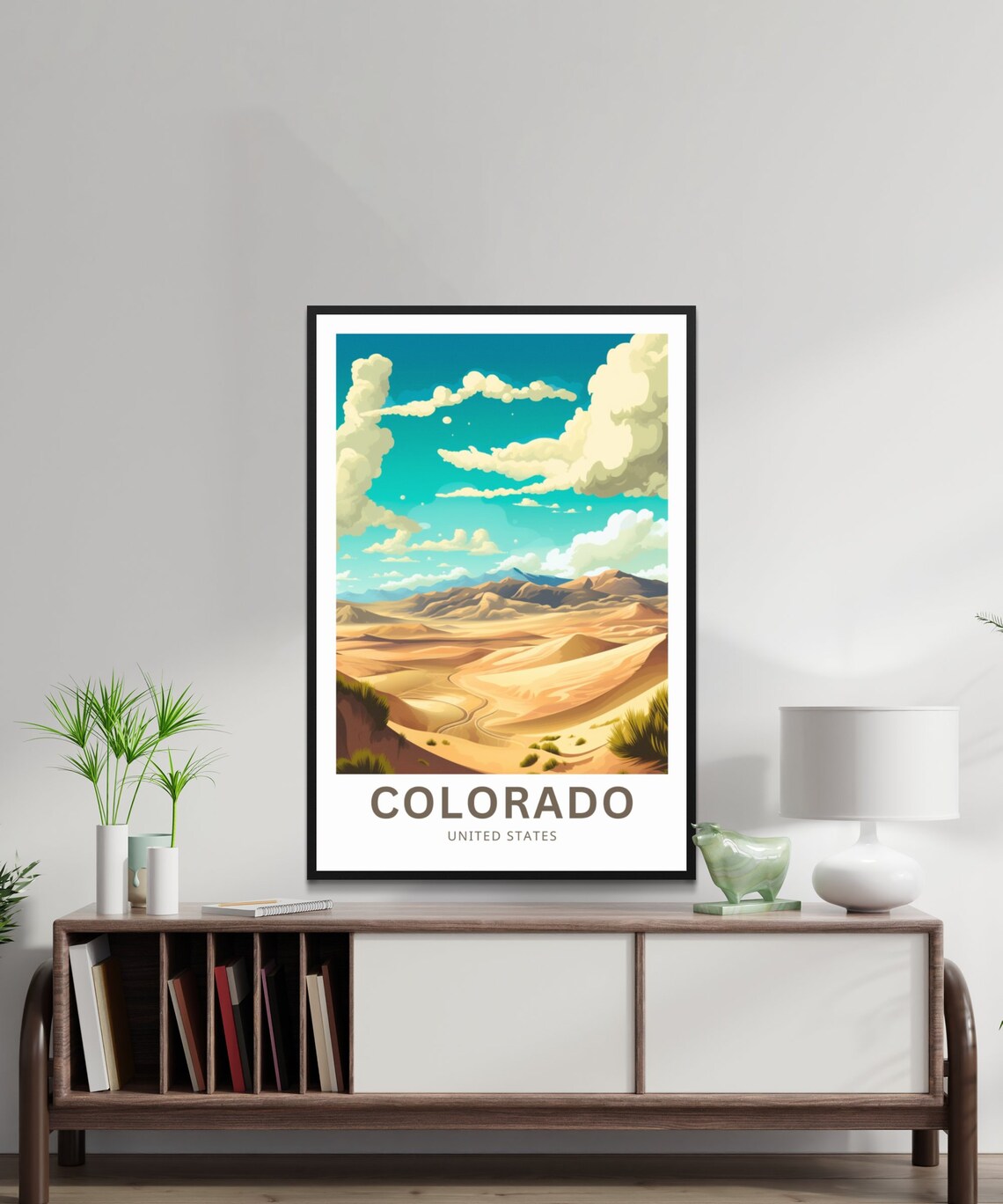 Colorado Golden Sand Dunes Desert Ripples Illustrated Travel Poster - Image 2