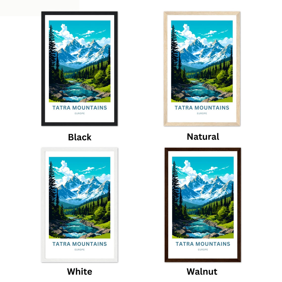 Tatra Mountains Europe Snowcapped Peaks Pine River Valley Poster - Image 2