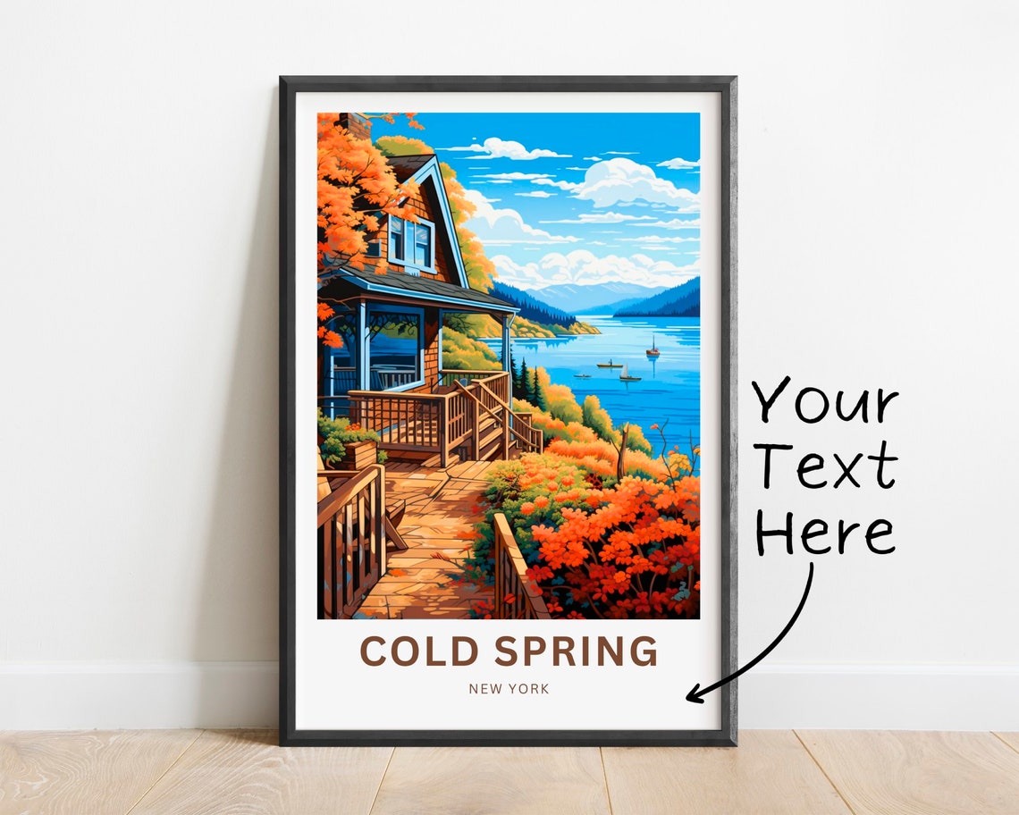 Personalized Cold Spring New York Autumn Porch Lake View Travel Poster