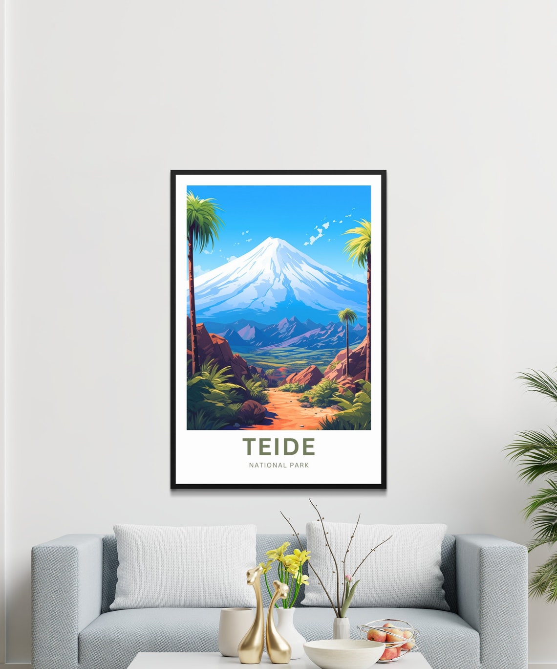 Teide National Park Volcano Palm Trees Vintage Travel Poster - Image 3