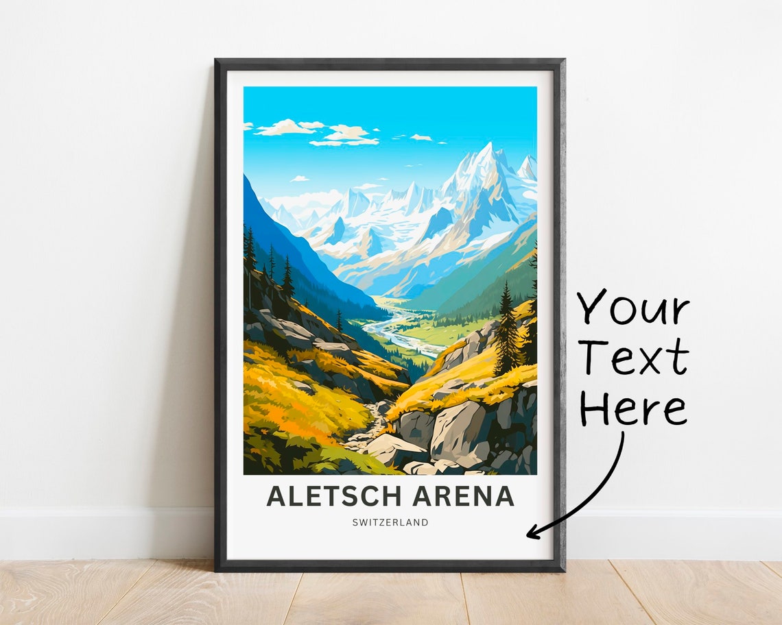 Aletsch Arena Switzerland Glacier Valley Summer Custom Poster