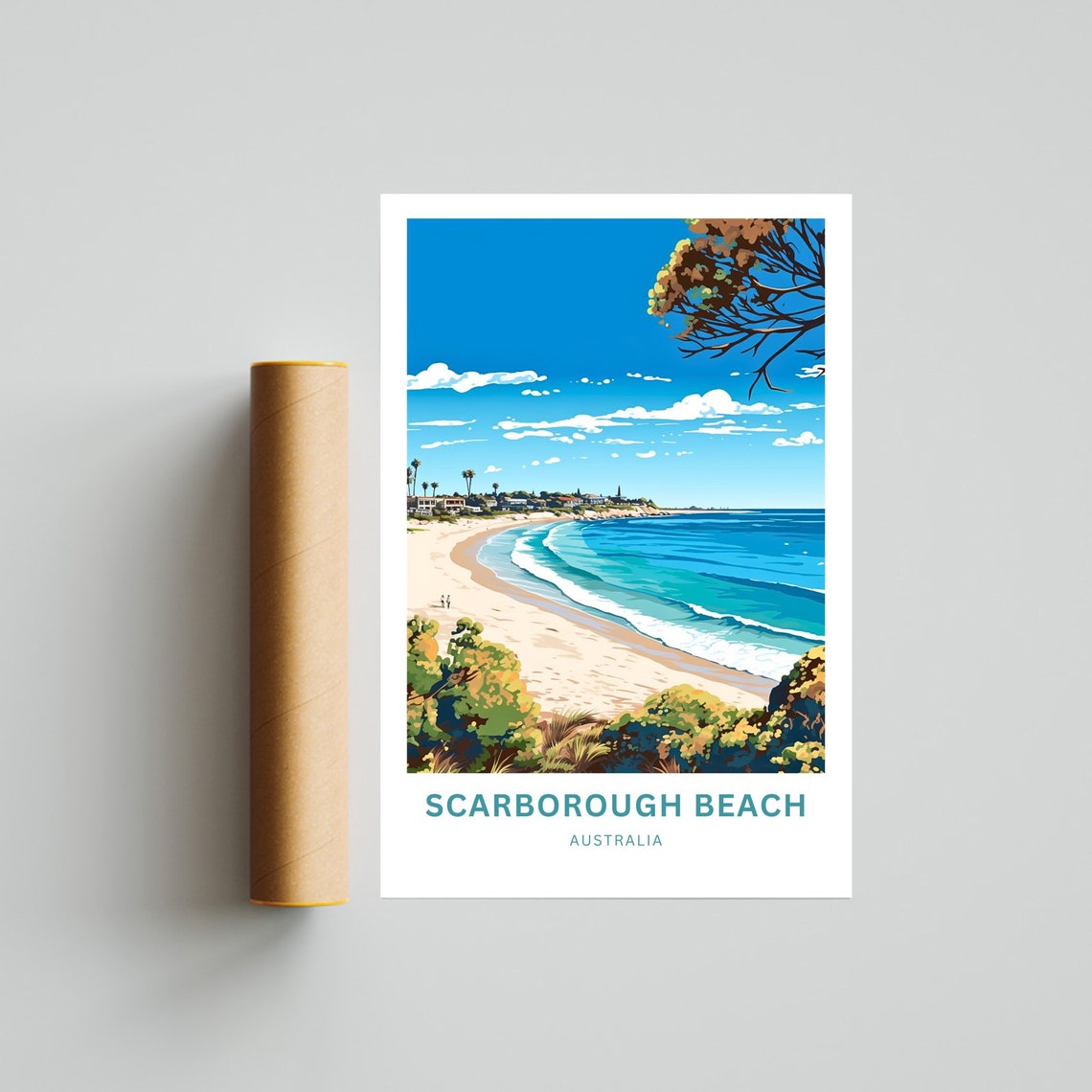 Personalized Scarborough Beach Australia Bay View Travel Poster - Image 4