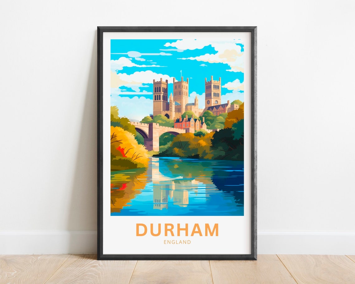 Durham England Cathedral Reflected in the River Wear Autumn Poster