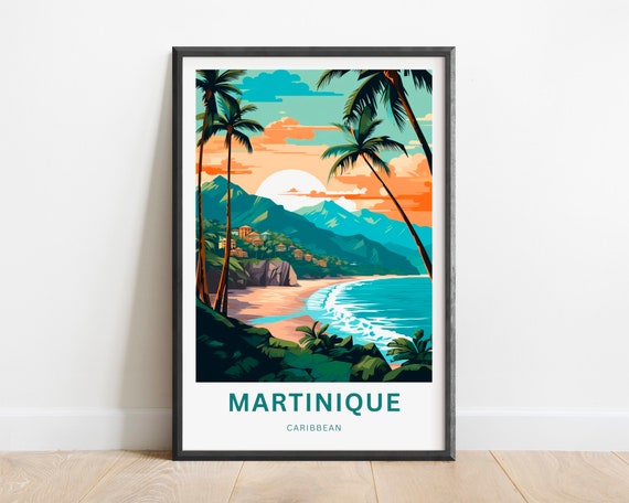 Martinique Travel Print Martinique Poster Caribbean Wall Art Framed Present Gift Caribbean Present