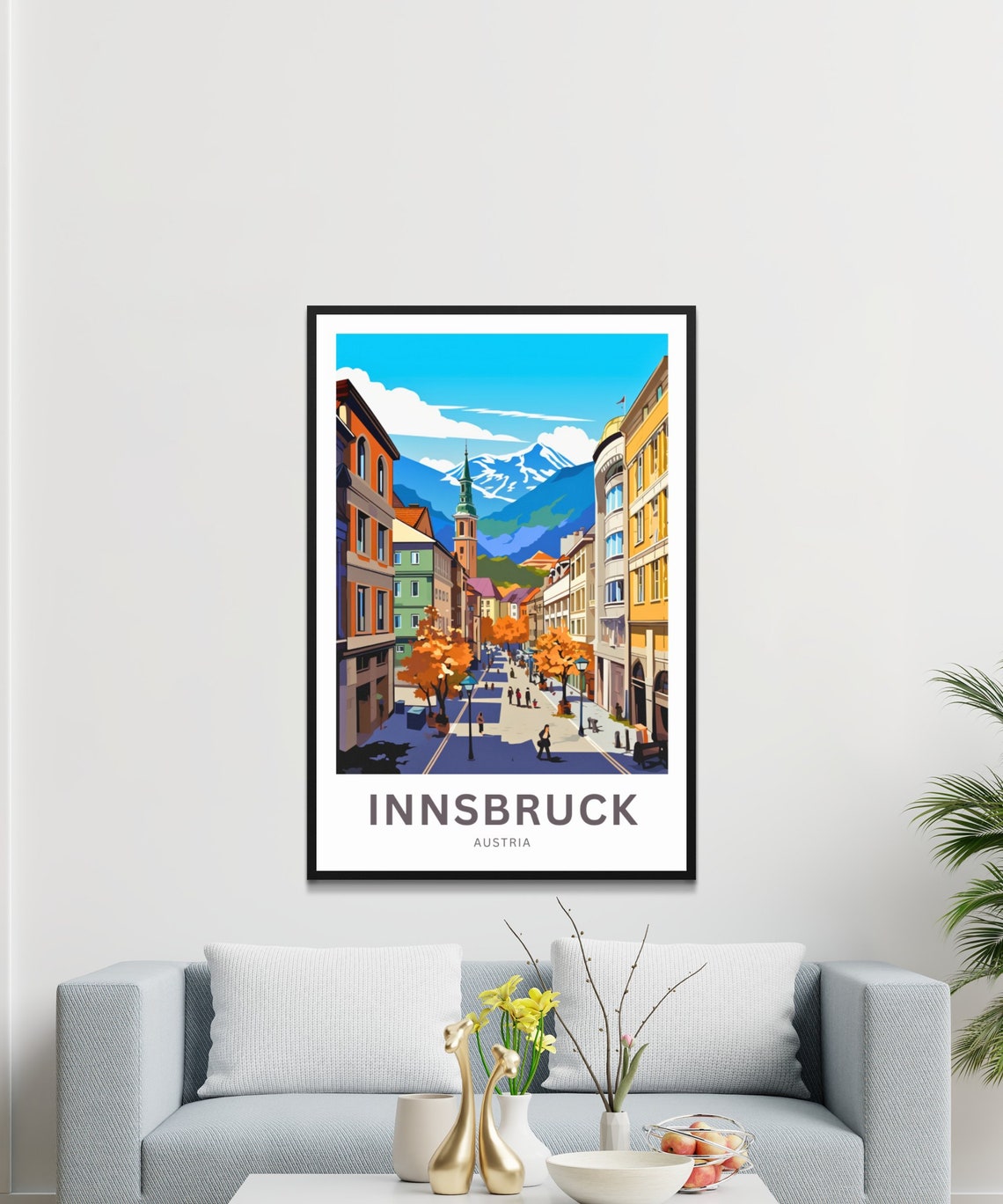 Innsbruck Austria Old Town Street Mountain View Custom Travel Poster - Image 3